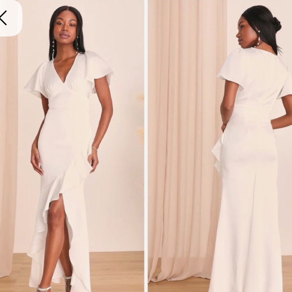 Lulu white dress ruffle